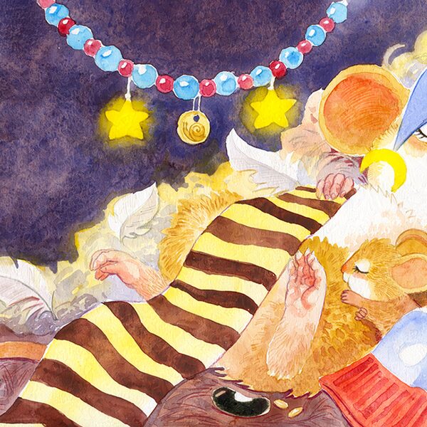 Spread illustration. Family sleeping